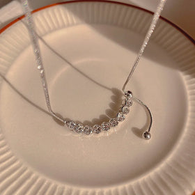 Popular Fashion Simple Cold Style Niche Diamond Adjustment Angel Clavicle Necklace