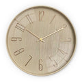 12-Inch Khaki Imitation Wood Quartz Wall Clock Modern Single Face Needle Silent Decor for Living Room Custom Glass Wall