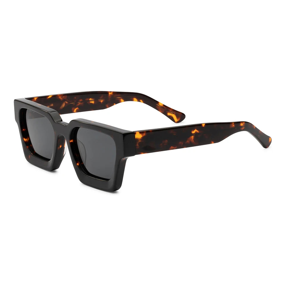 High End Shades Manufacturer Square Thick Frame Custom Metal Logo Luxury Vintage Polarized Acetate Sunglasses for Men and Women