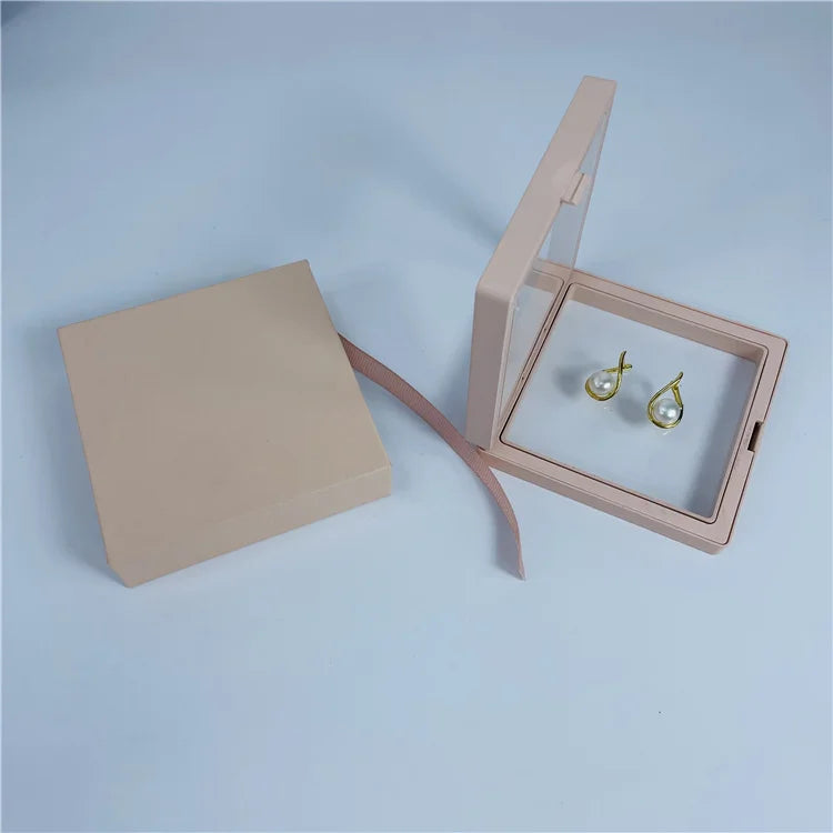 Lady Gift Pink Color Paper Drawer Box Packing Earring Packaging Necklace Jewelry Ribbon Push Pull Packaging Recyclable