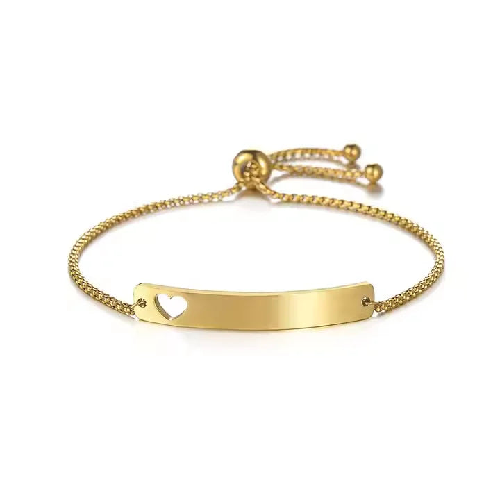 Zhongzhe Jewelry Customized Heart Bracelet 18K Gold Plated Stainless Steel Anti Tarnish Adjustable Bracelets for Women