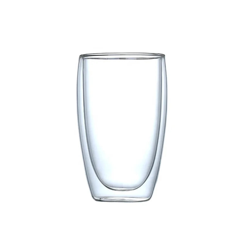 Logo Customized Double Wall Glass Coffee Milk Juice Tumbler Double Walled Glass Hot Water Cup