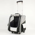 Luxury Oxford Leather Polyester Print Eco-Friendly Pet Rolling Carrier Backpack Zipper Closure Metal Wheels Breathable Comfort