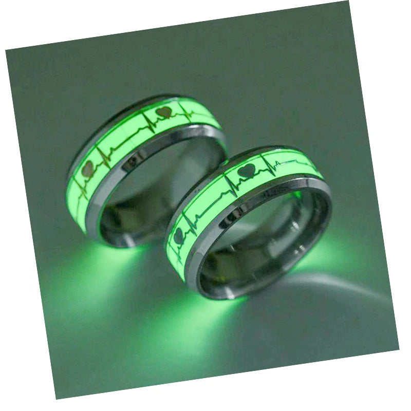 Hot Sale Glowing Finger Ring Silver Couple Vintage Rings Titanium Steel Couple Ring for Men and Women