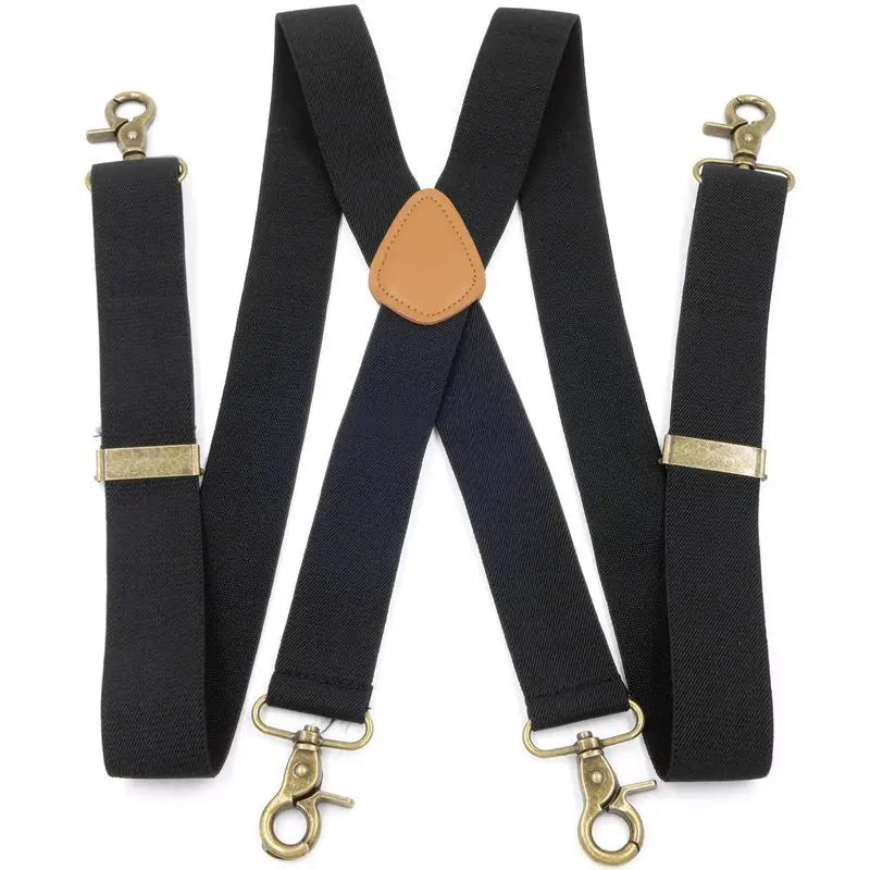 Epsilon Hot Sale High Quality 120*3.5 cm Vintage Suspenders For Men 4 Snap Hooks For Belt Loops Adjustable X Back