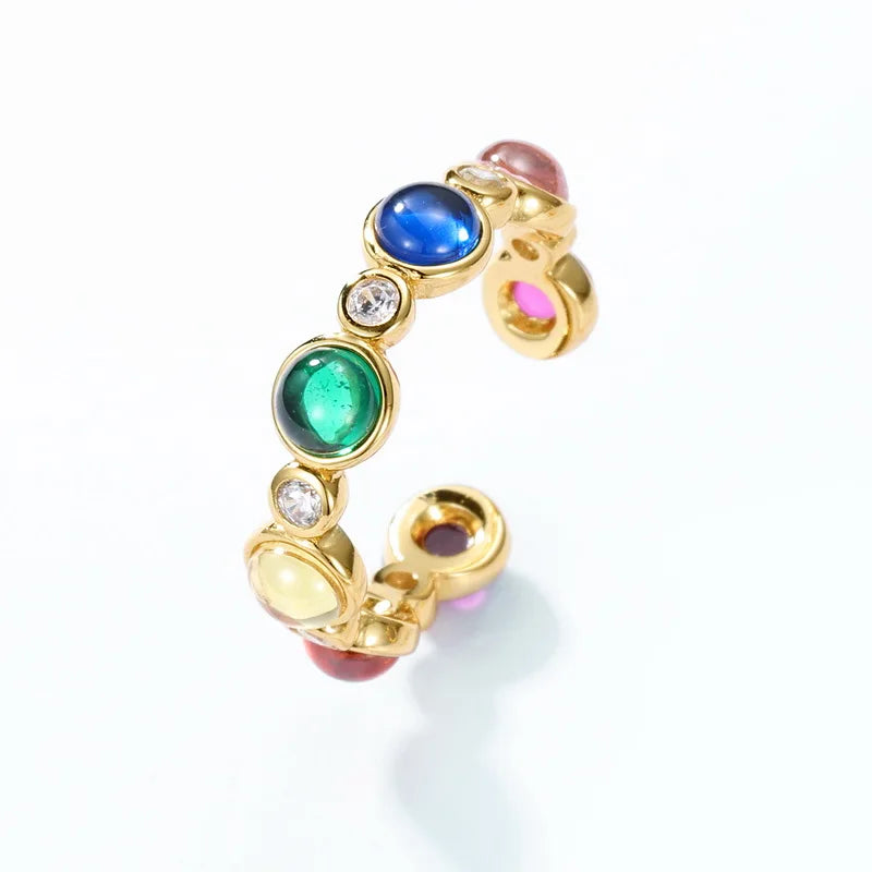 Rainbow Color Stone Stack Women's 5A Zircon Rings Popular Custom Fine Jewelry Rings