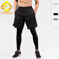 Men's Two-Piece Quick Drying Fitness Sports Leggings Elastic Waist Mid-Calf Casual Running Training Pants