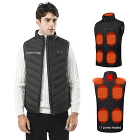 Winter Heated Vest for Men 11 Areas 2 Ctrl-Button Outdoor Flexible Waterproof Thermal Sleeveless Gilet Quilted Waistcoat