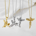 Machine Gun Revenge Angel Pendant Hip Hop Fashion Jewelry Necklaces Praying Angel Necklace for Men