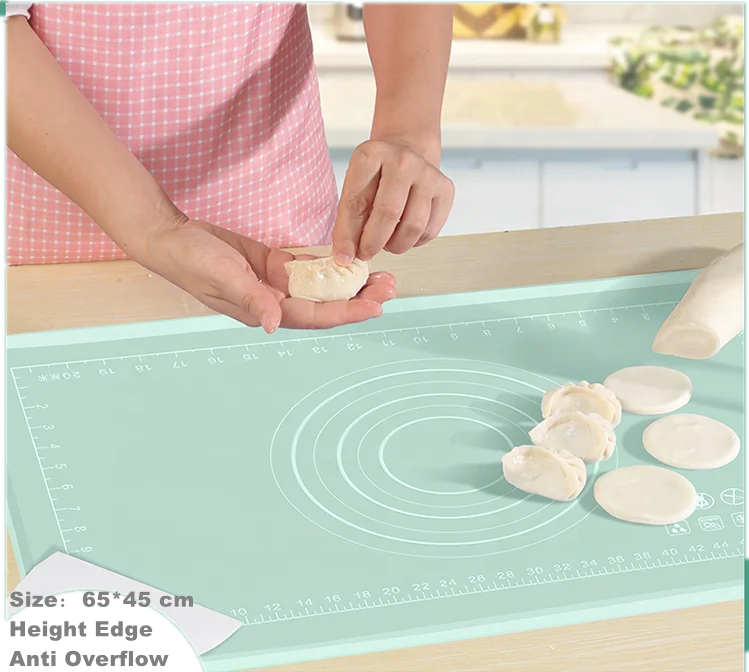 Bpa Free Food Grade Waterproof 6mm Thicken Edge Non-Stick Reusable Bread Pastry Baking Custom Silicone Mat for Kitchen