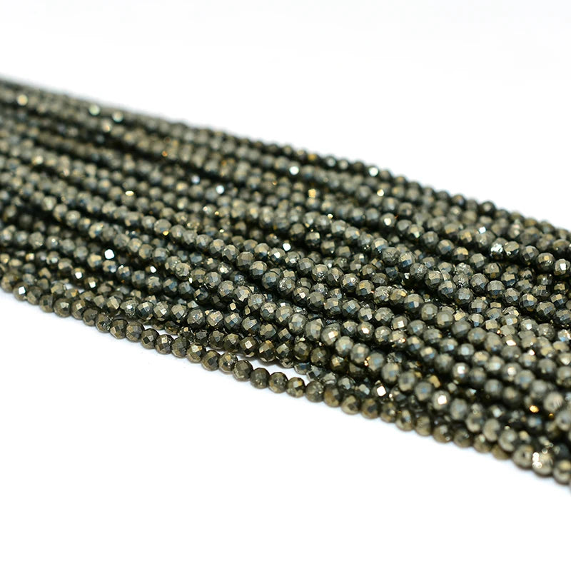 Factory Wholesale 3mm Faceted Natural Pyrite Loose Gemstone Beads for DIY Jewelry Stone Beads