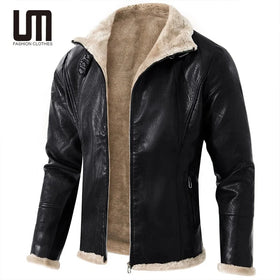 OEM Winter New Arrivals Men Casual Warm Thick Fur Collar Cotton Plus Size 5XL Leather Jackets and Coats