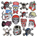 Custom Horror Punk Style Iron on Embroidery Skull Skeleton Bone Patches for Clothing