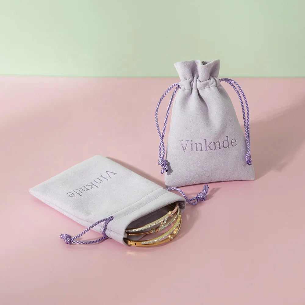 Custom Luxury Microfiber Gift Packaging Drawstring Jewelry Pouch