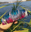 DIY Bulk supplier plating red blue handmade comb custom dragonfly accessories moon crown bridal headband hair accessories crystal crafts