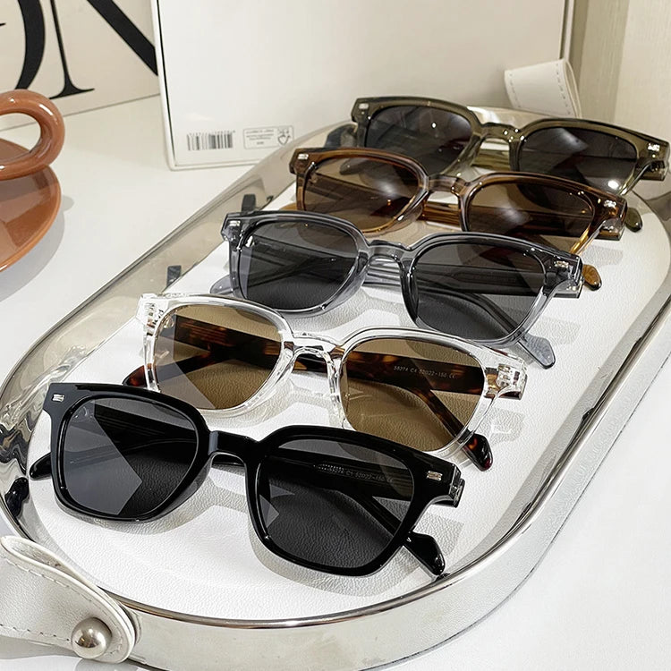 Outdoor Driving Travel Eyewear UV400 Square Polarized Sunglasses Men Retro Large Acetate Frame Women Sun Glasses