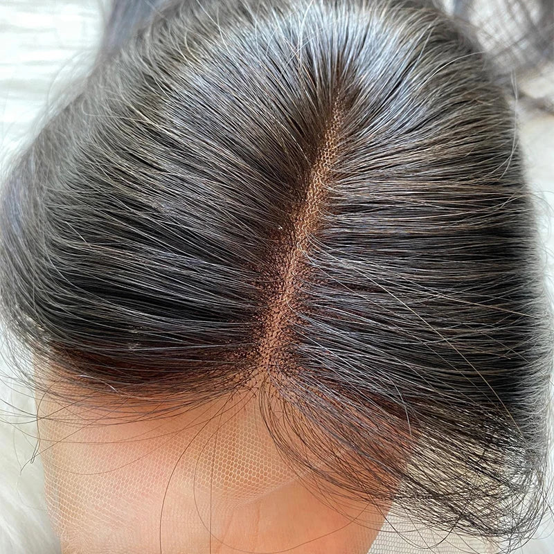 Clj Promotional Toppers De Cheveux Full Lace Silk Top Peruvian Brown 4X4 5X5 Bone Straight Hair Topper for Wigs