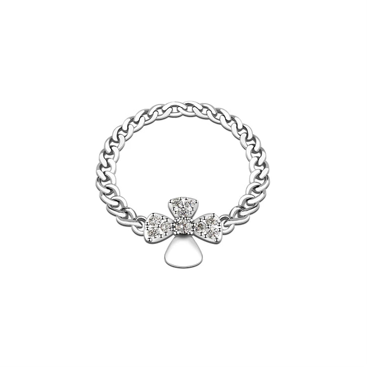 2023 Fashion Custom 925 Sterling Silver Flower Adjustable Chain Ring for Women