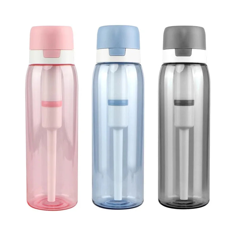Custom logo 769ml Filtratio Outdoor Travel Camping Hiking Portable Filter Water Bottle with Replaceable Filter Straw