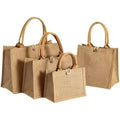 Wholesale Natural Reusable Recycled Burlap Hemp Jute Handled Tote Bag Customizable Eco-Friendly Khaki Custom Color Custom Logo