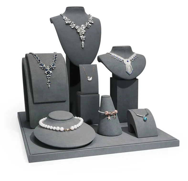 Luxury showcase display props gray exquisite multipurpose jewelry display props for necklace bracelet