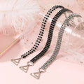 Keering New Underwear Decoration High Ending Silver Black Adjustable Length Flatback Rhinestone Bra Straps for Dresses