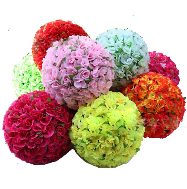 Y-P018 Decorative Hanging Flower Ball Colorful Artificial Rose Flower Kissing Ball for Wedding Mall Hotel Decoration
