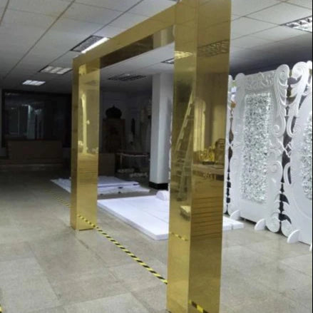 LS20191205-34 PVC Membrane Arch Wedding Flower Door Stage Decoration Background Gold Backdrop Stand European 1 Set Luckygoods