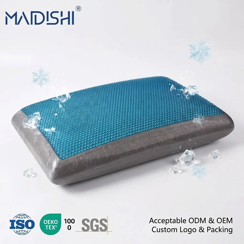 WJ-1137C GEL Cooling Pillow with Carbon Memory Foam Custom Logo Rectangle Shape for Neck Pain in Hotel Bed Summer Cooling