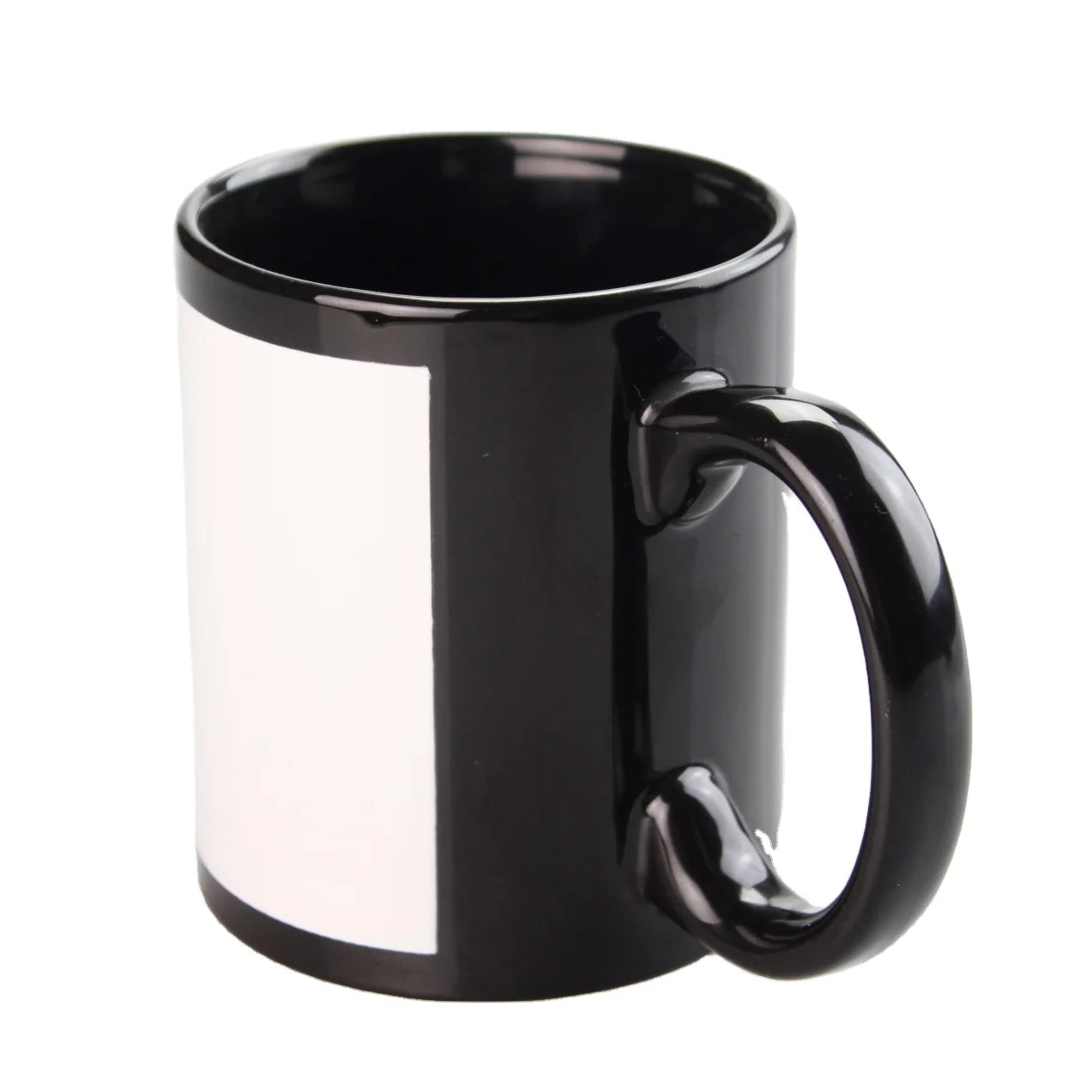 11oz Sublimation Black Ceramic Coffee Mug Blank Colorful Black Sublimation Mug for Sublimation with White Patch