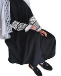 New Dubai Ramadan Keffiyeh Embroidery Sleeve Tassel Abaya Kaftan Eid Muslim Islam Clothing Robe Women Modest Dress Open Linen