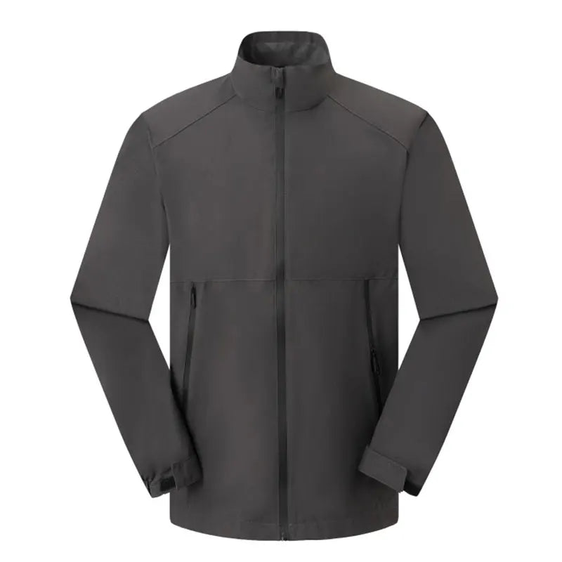 Men's Soft Shell Waterproof Windproof Breathable Quick Dry Plus Size Outdoor Sports Casual Jacket Stand Collar Zipper 300g