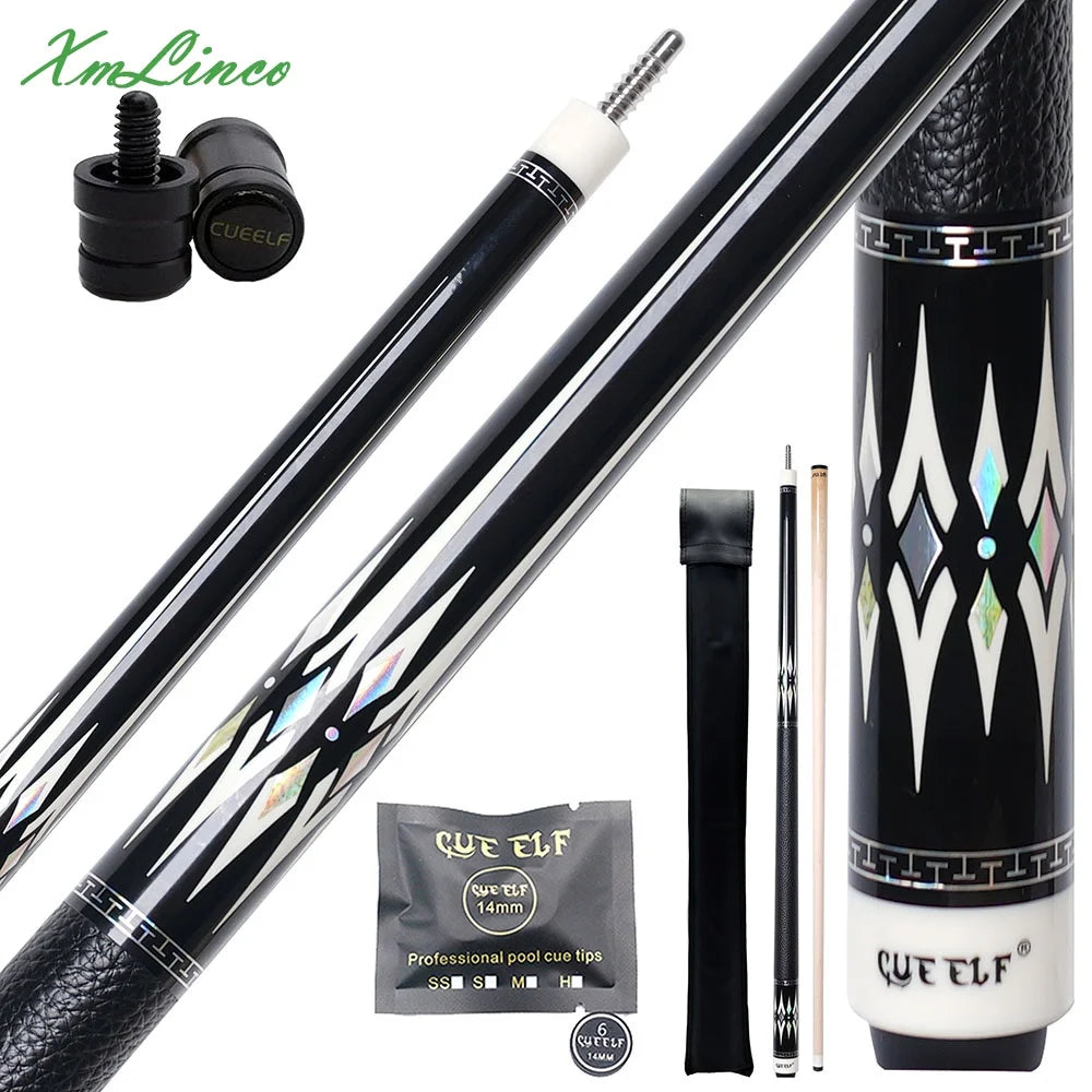 Xmlinco Billiard Pool Cue Real Leather Wrap High Technology Professional 12.5mm Tip Size Hard Maple Shaft 58 Inches MegaBDM