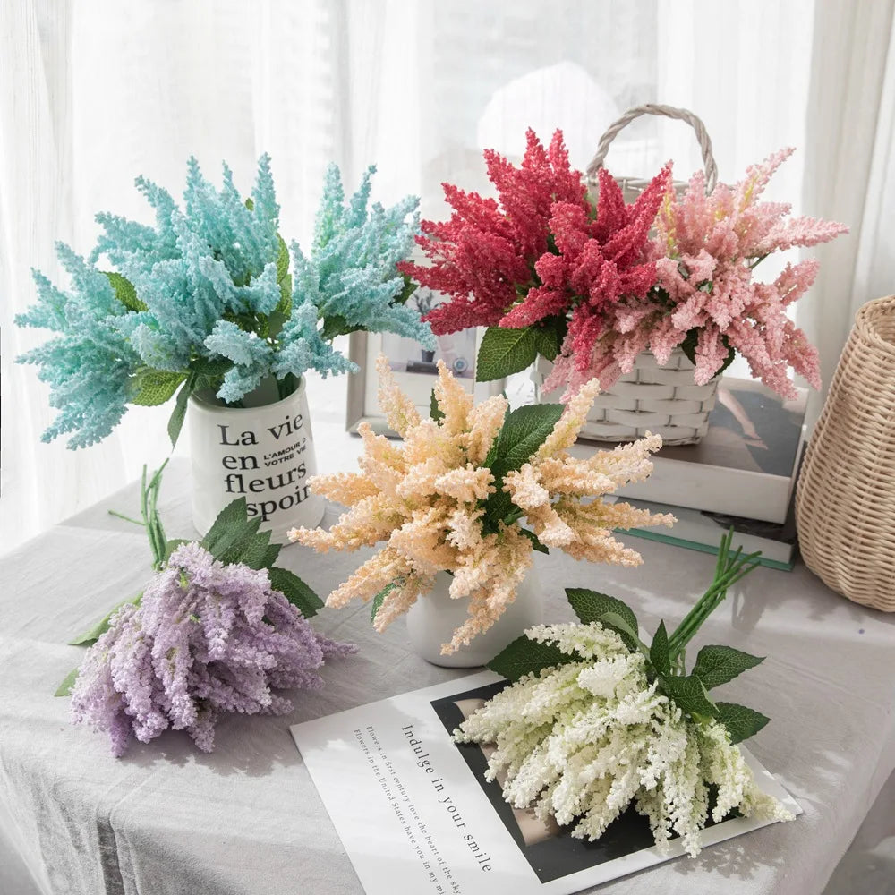 O-X680 Factory Wholesale Lavender Flower Bouquet Artificial Wedding Home Decoration 7 Forks Colorful Artificial Astilbe Bundle
