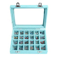 High Capacity Velvet Jewelry Packaging 24 Slots Ring Earring Storage Organizer With Glass Window