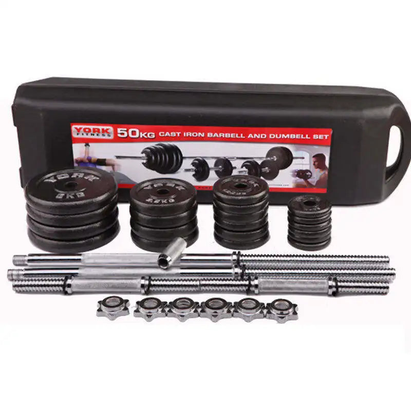 Gym Equipment Adjustable 50kg Cast Iron Paint Barbell Dumbbell Set