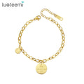 SP-LAM Chain Bohemian Metal Jewelry Woman Luxury Link Stainless Steel Girl Bracelet With Charm