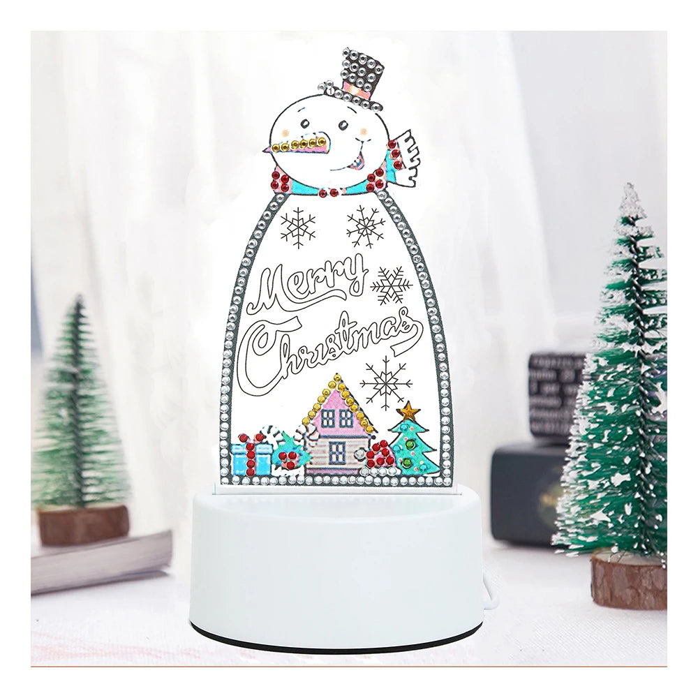 Wholesale 5d Diamond Painting Christmas Led Night Light Snowman Diy Bedroom Christmas Home Decoration Usb Desk Lamp