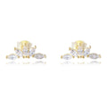 New Product Hot Sale Punk Sterling Silver Cz Zircon  Half  Diamond ShapedFlower Stud Earrings for Woman