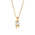 Luxury Necklace Stainless Steel 18K PVD Plating Lava Water Drop White Cubic Zircon Necklace for Women