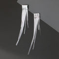 Fine Jewelry 925 Sterling Silver Geometric Long Snake Chain Tassel Earrings for Women Gifts