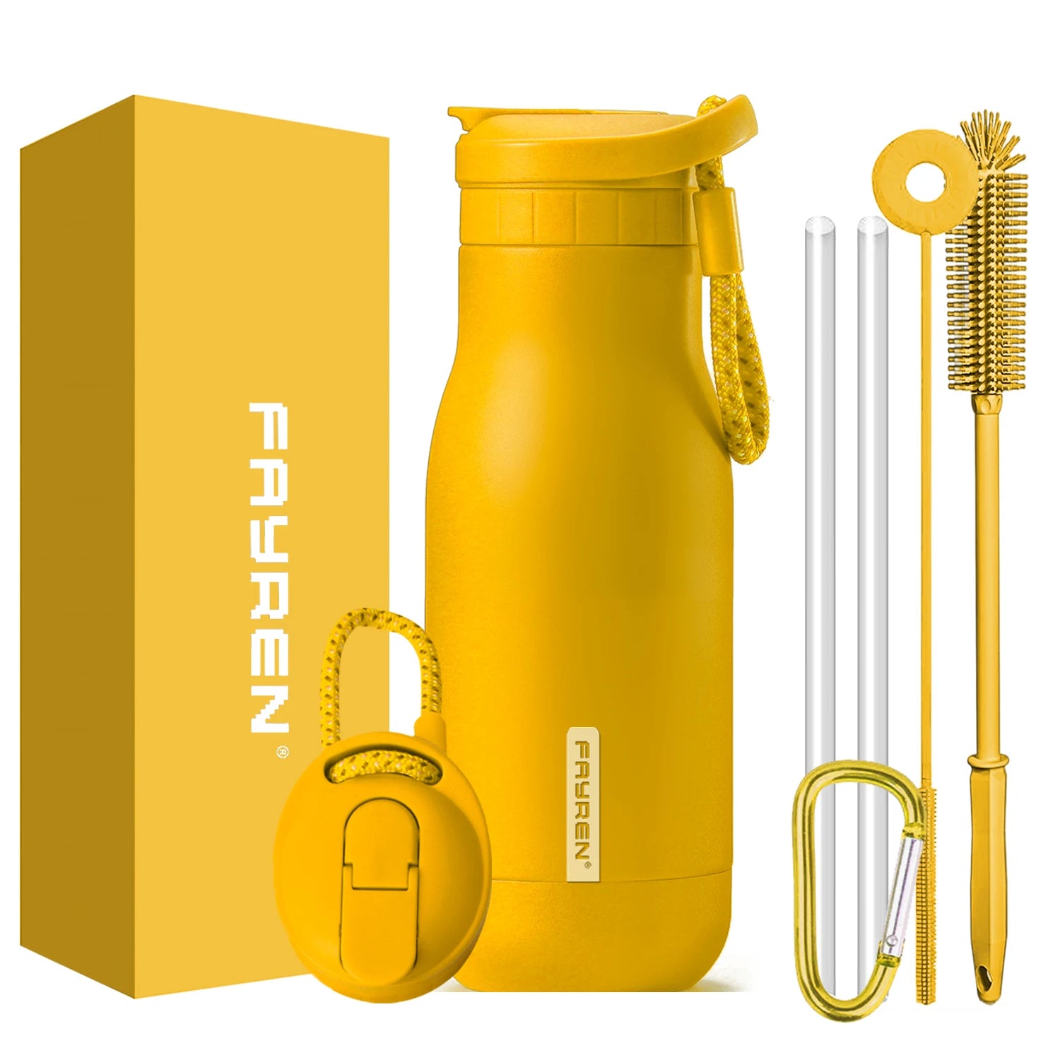 FAYREN Hot Sale Insulated Hot Water Bottle with Straw Lid 18 oz Matte Stainless Steel Sports Water Bottle