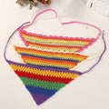 Vintage Sweet Y2K Rainbow Color Crochet Headband Adjustable Hair Scarf Knitted Headwrap Bandanas Turban