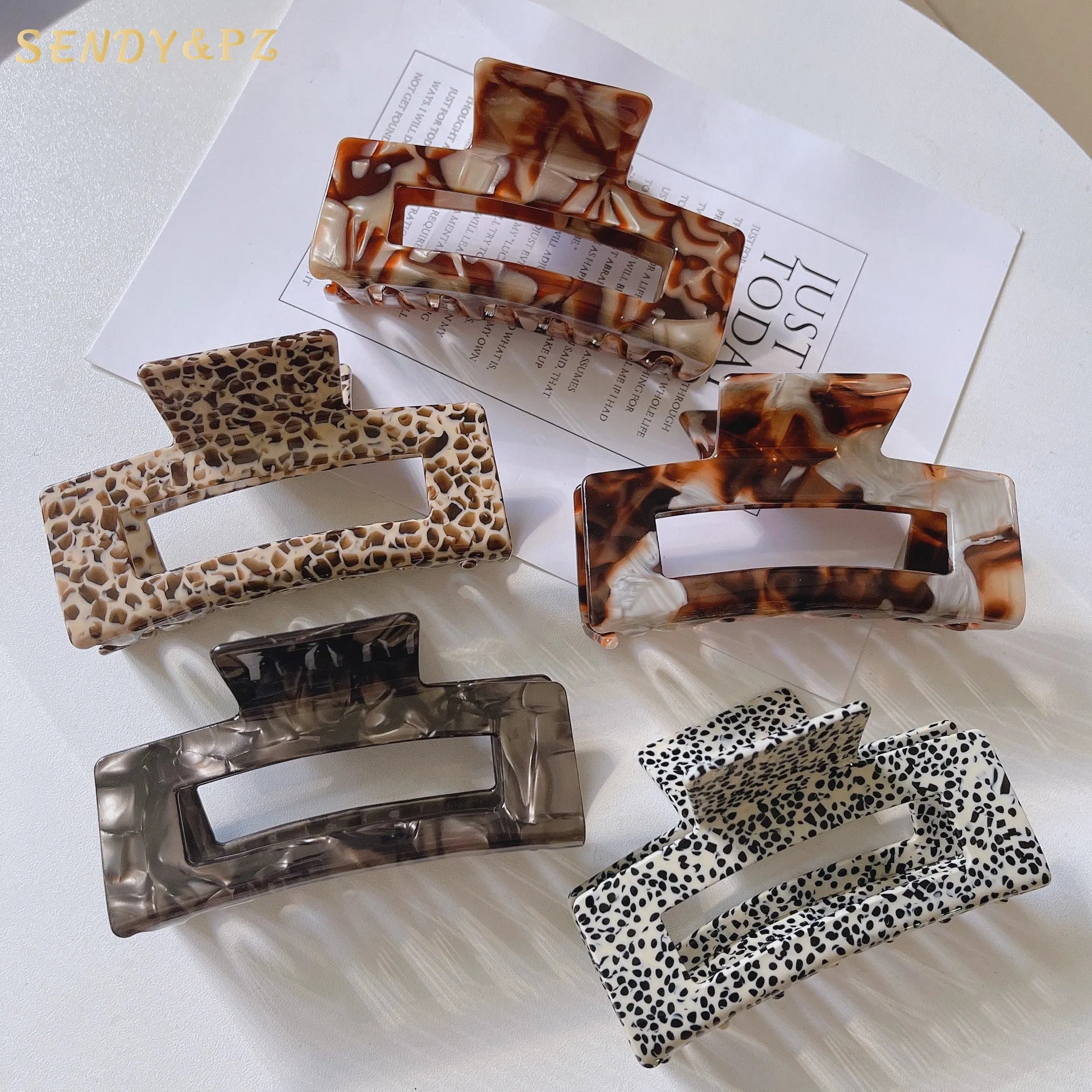 Wholesale Fashion Women Hair Accessories 10.5cm Large  Acetate Hair Claw Clips Fashion Colorful Clamps Clip Hairs