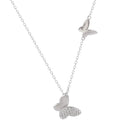 Wholesale Custom Simple Design Cute Animal Zircon Jewelry 925 Sterling Silver Two butterfly Pendant Necklace