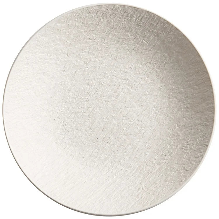 Japanese White Stone Pattern Deep Plate Dinnerware Ceramic Black Plates Serving Round Platter