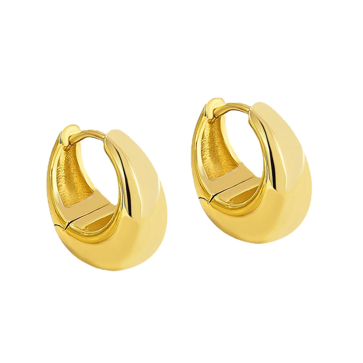 Duyizhao Brass Copper Plated Real Gold Daily Ear Buckle Hoop Earrings Female Earrings