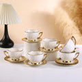 European Style Ceramic Coffee Mug Gold Edge Ceramic Mug High-grade Embossed Coffee Mug 6 Cups and 6 Plates Gift Box Set