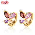 18K Gold Plated 3A CZ Earrings Sell Well Graceful Colored Diamond Butterfly Mariposa Golden Huggie Earring for Women