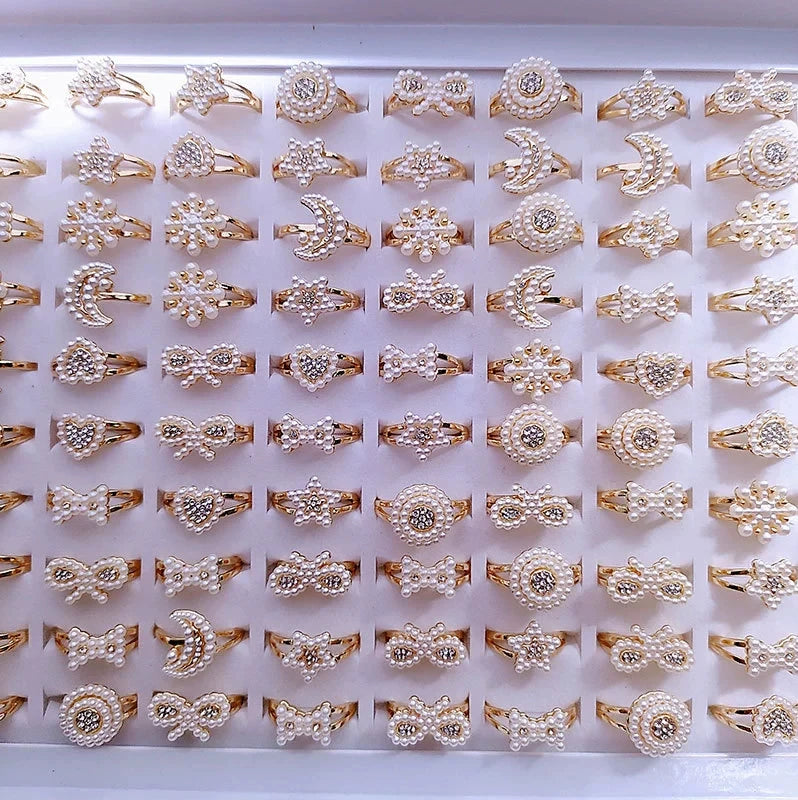 Fenyi Wholesale Fashion Versatile Plastic Pearl Accessories Index Finger Ring a Variety of Mixed All-match Ring Sets